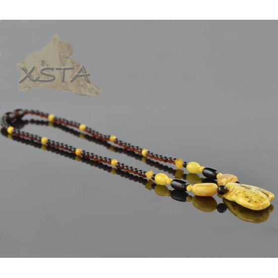 Mix amber color beads necklace for adults
